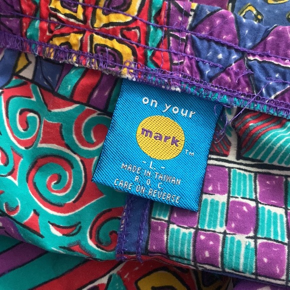 Vintage 1980s On Your Mark Wild Print Nylon Shorts - Picture 5 of 8